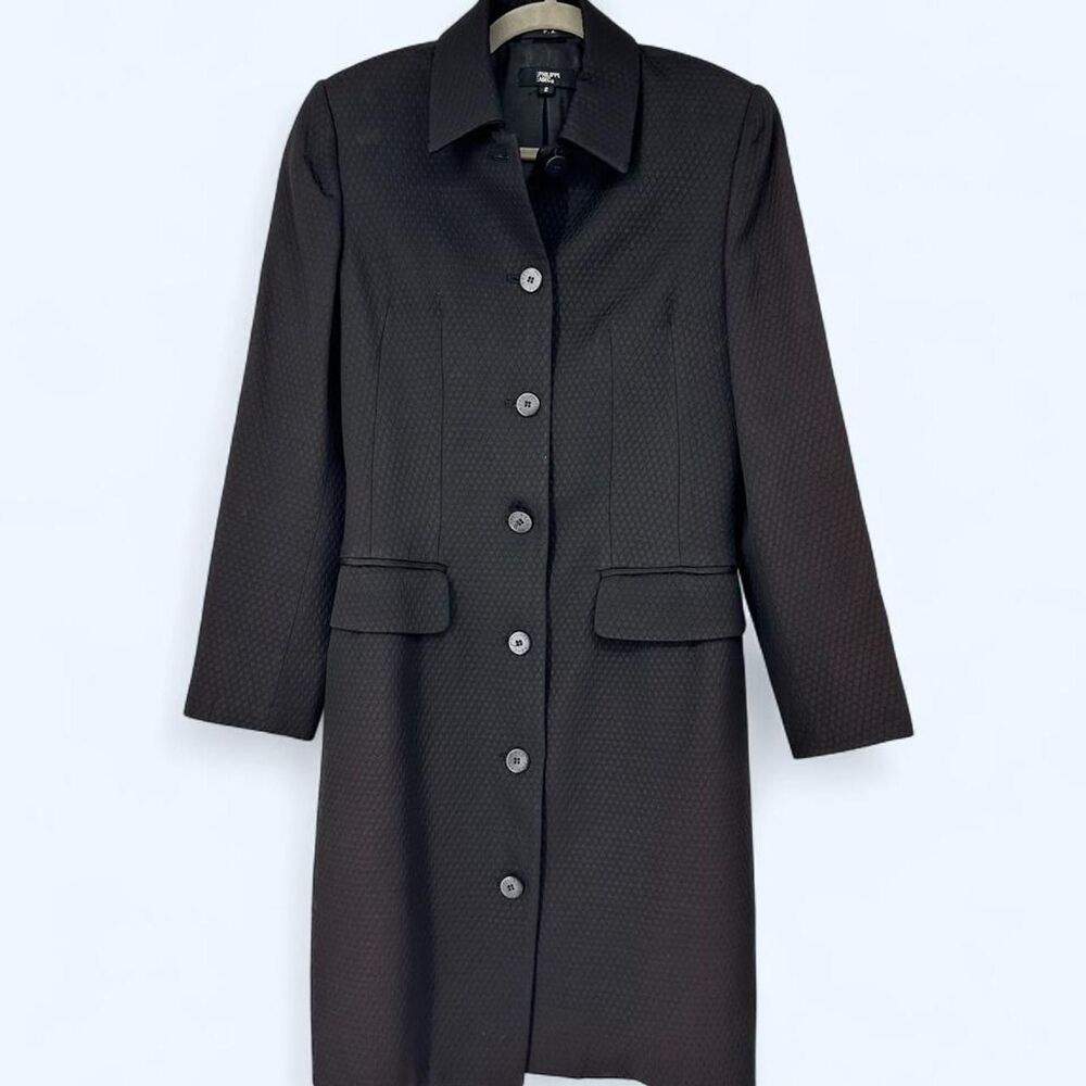 Philippe Adec Paris Matelasse Jacquard Snakeskin Pattern Tailored Car Coat